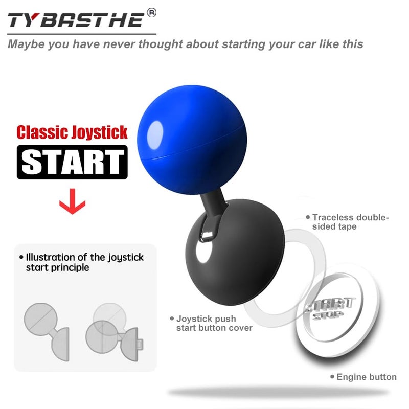 Tybasthe 𝙊𝙧𝙞𝙜𝙞𝙣𝙖𝙡｜Push Start Button Cover, Metal Car Joystick Push to Start Car Joystick Starter Engine Start Stop Button Cover Car Ignition Button Cover Cool Car Accessories Interior Decorations Blue - Image 3